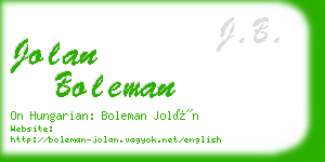 jolan boleman business card